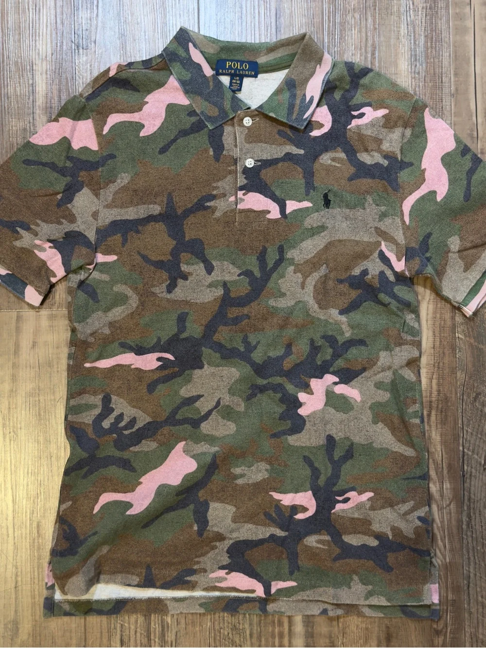 Polo by Ralph Lauren Men’s Pink & Green Camo Polo Shirt youth large